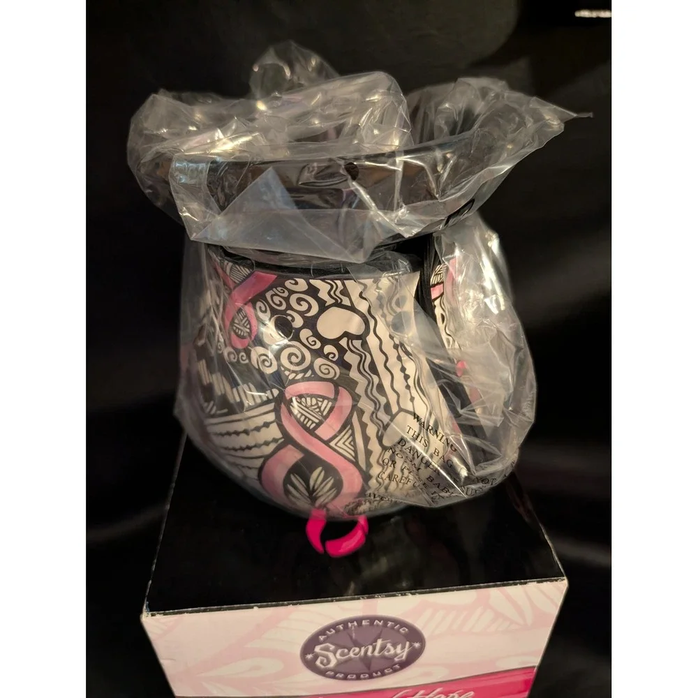 Scentsy Ribbons of Hope Breast Cancer Awareness Wax Warmer Pink White Black NEW